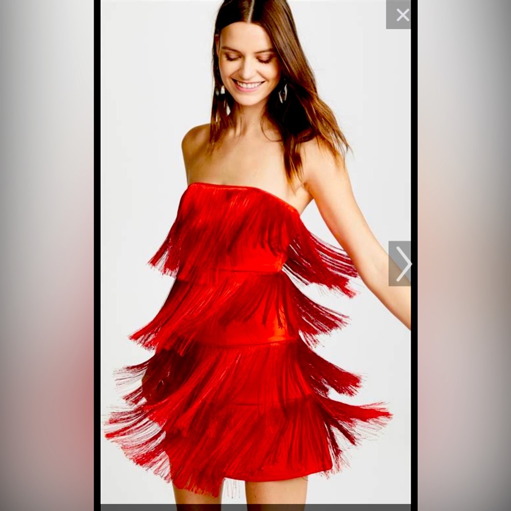 Alexis Brand Strapless Flapper Dress